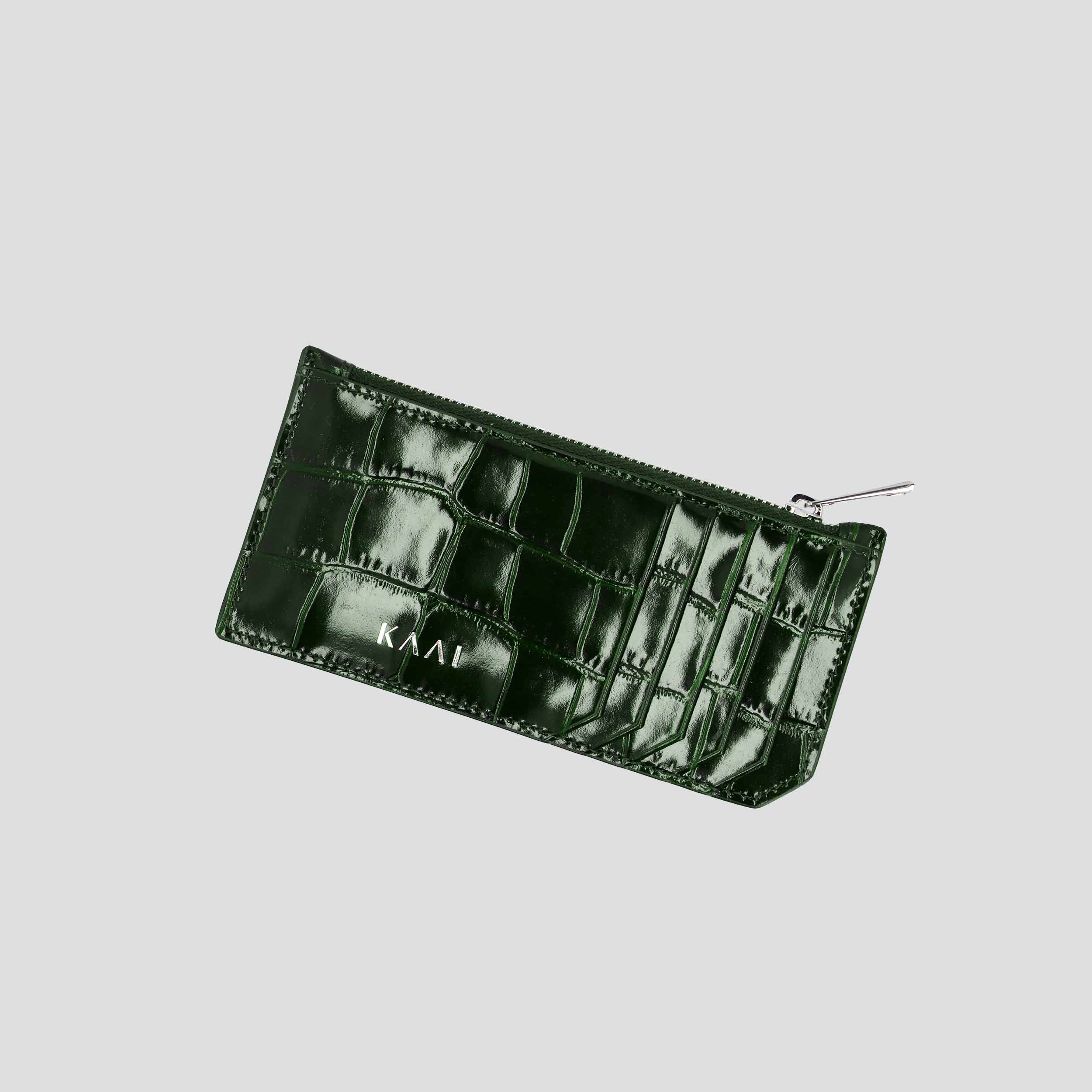 Cardholder - croco pine green