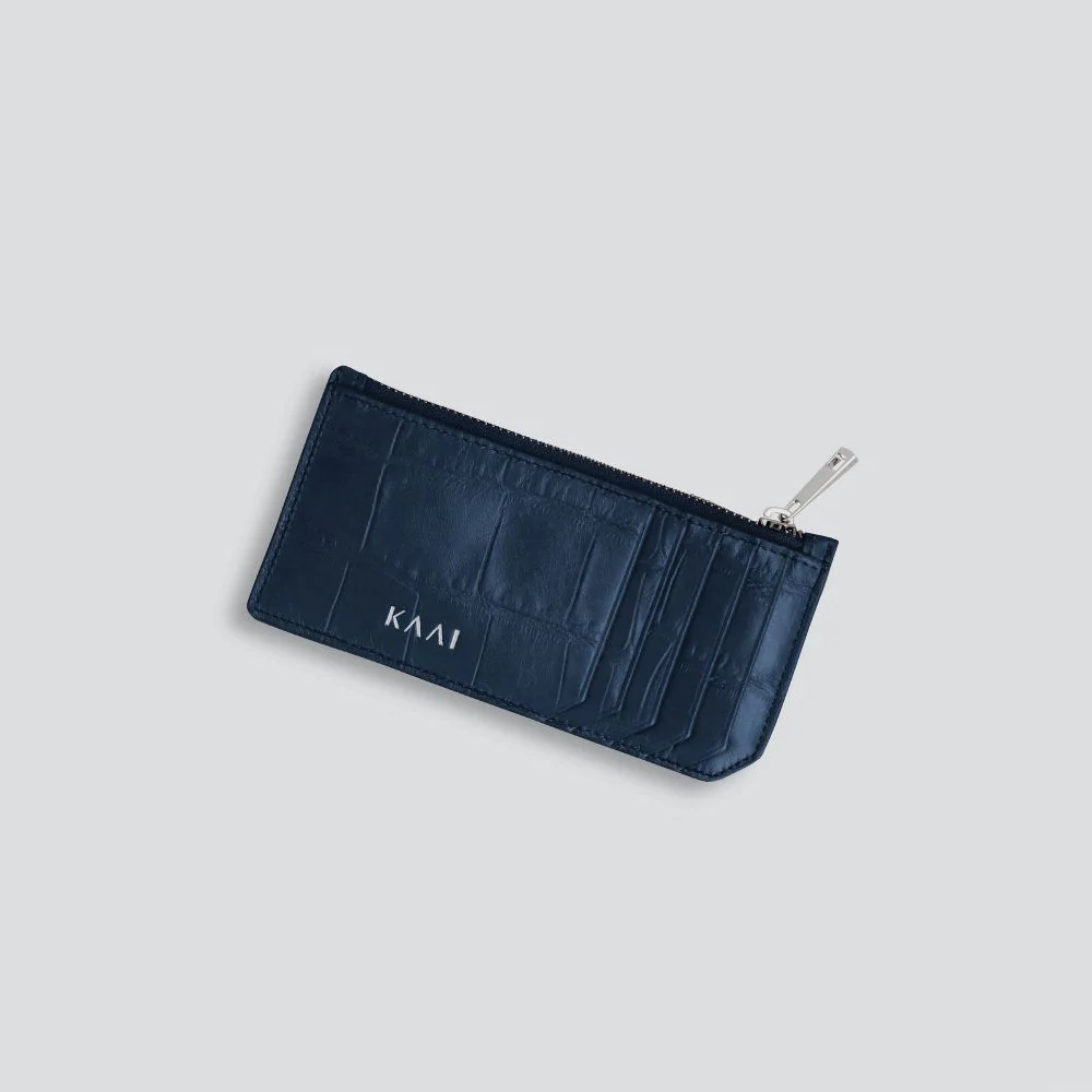 Cardholder - soft croco navy blue