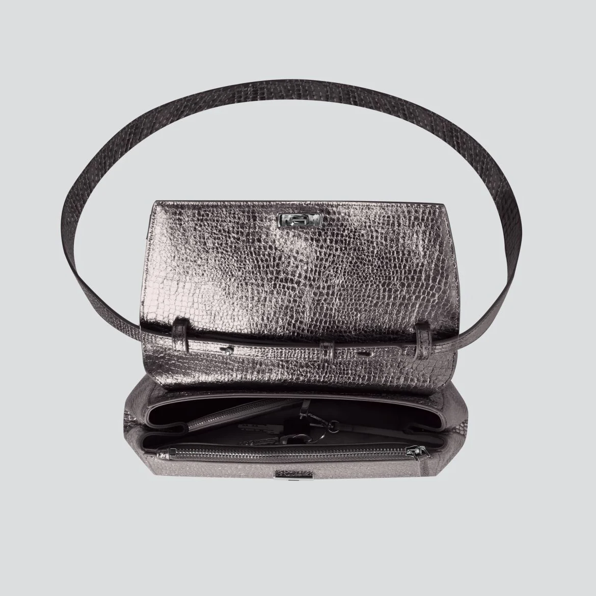Ikon Clutch - mini croco steel grey - Image 2