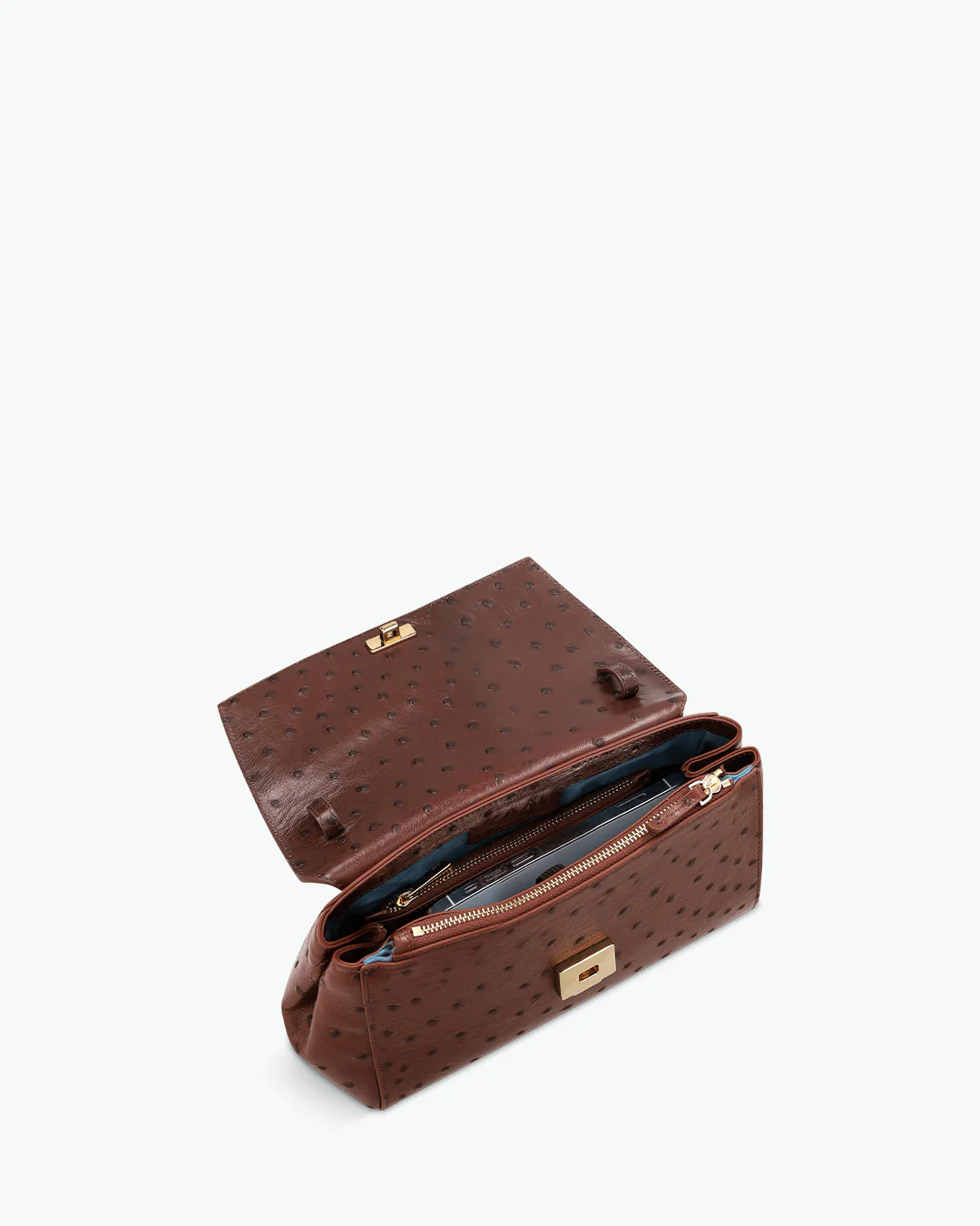 Ikon Clutch - ostrich chocolate brown - Image 3