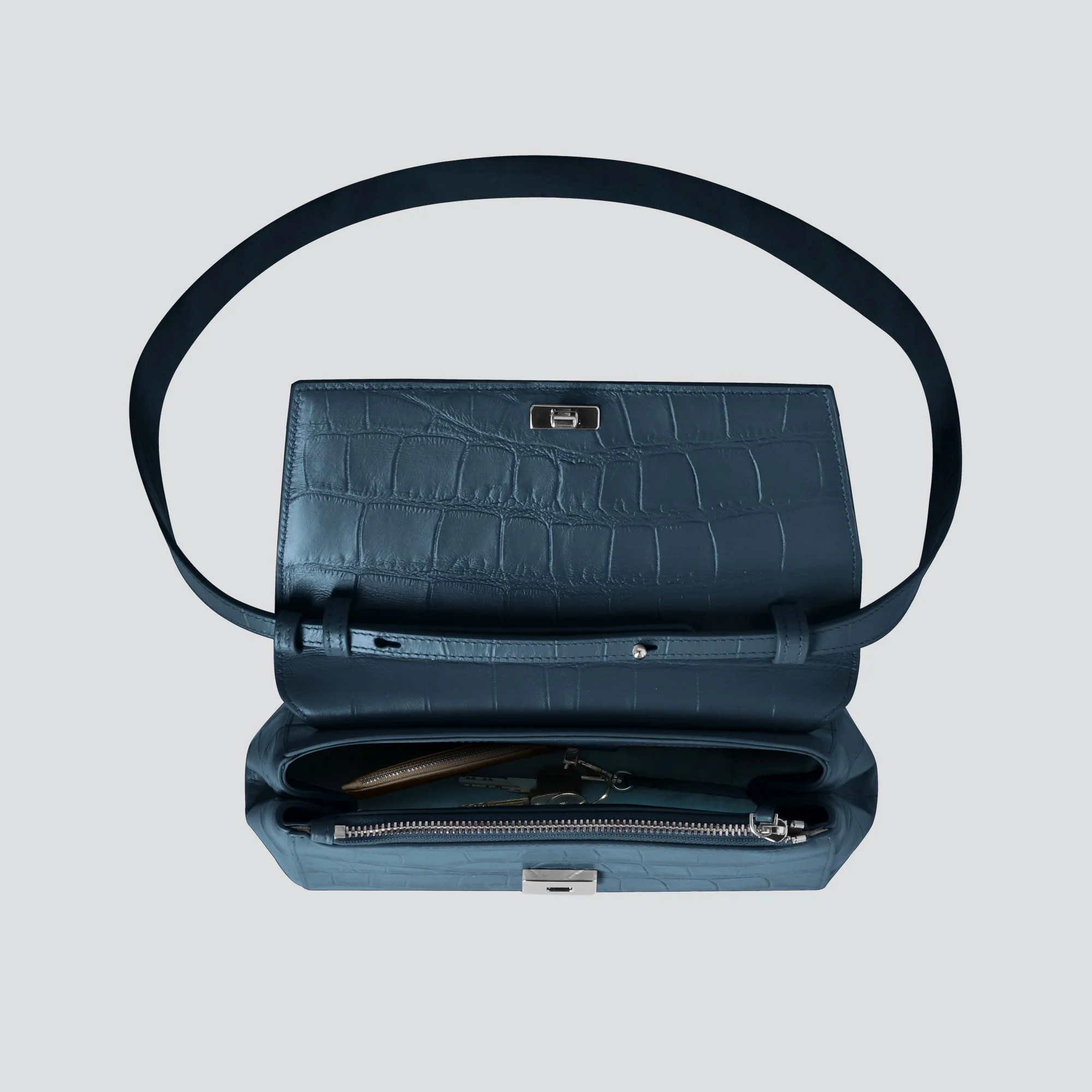Ikon Clutch - soft croco navy blue - Image 3