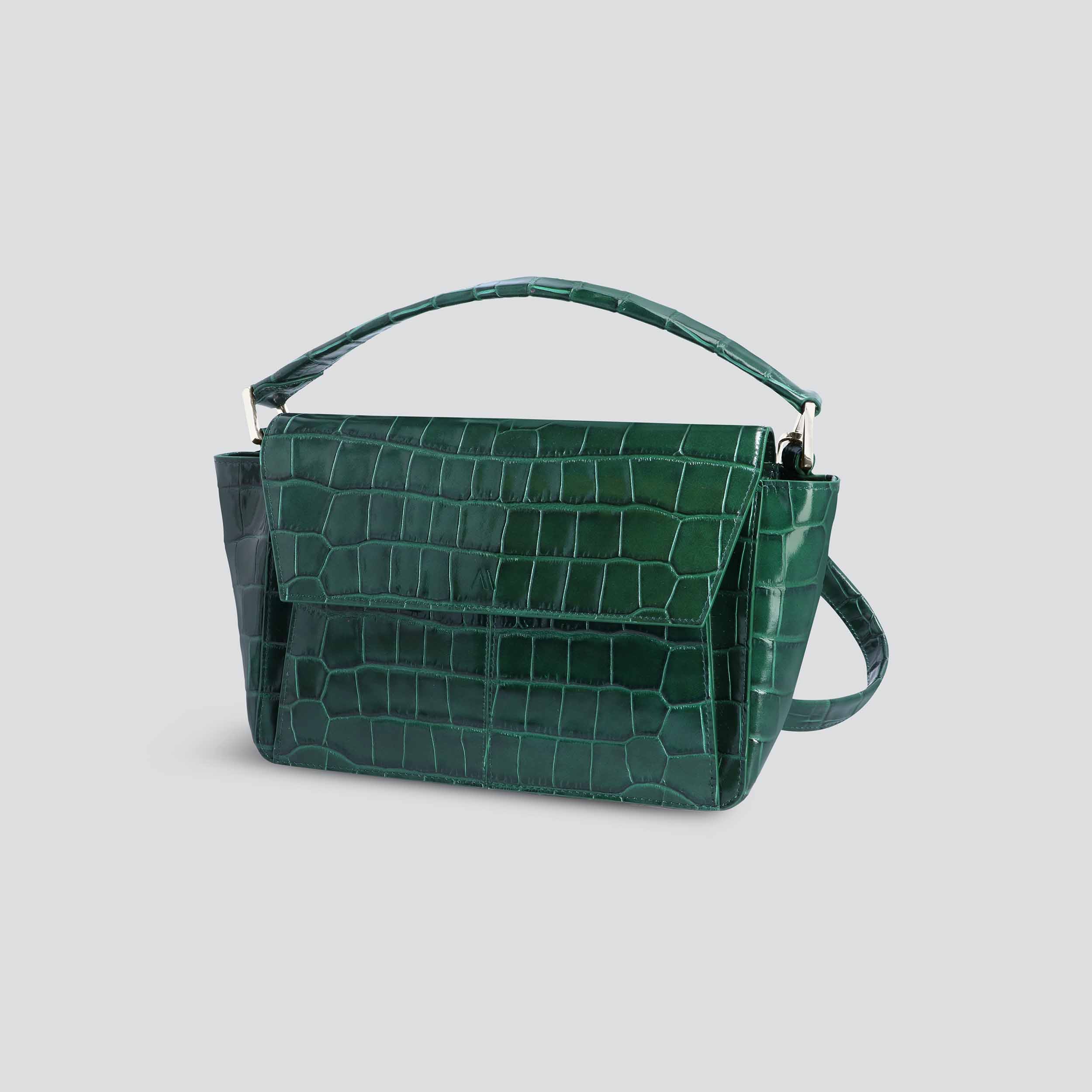 Ikon Shoulder Bag - croco pine green