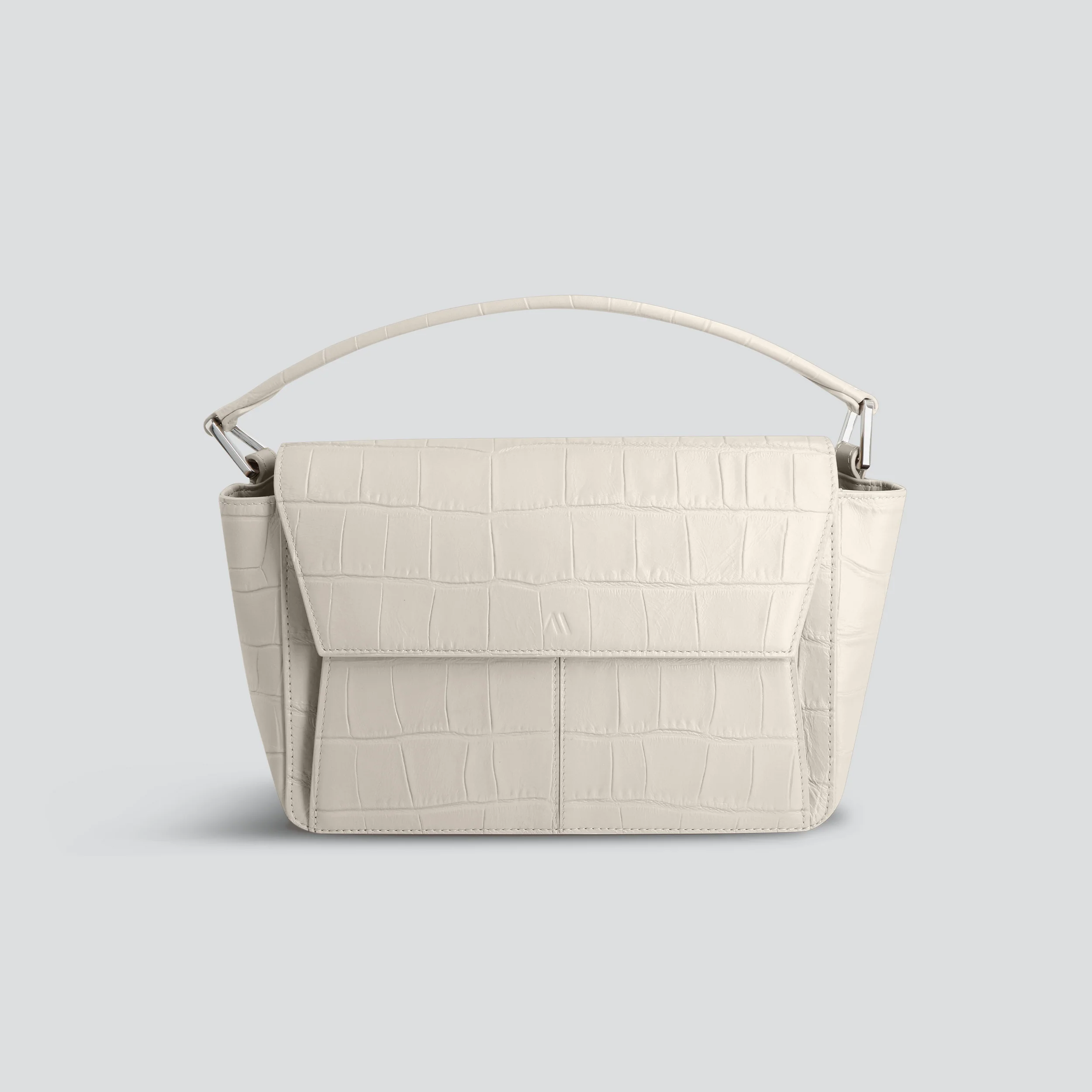 Ikon Shoulder Bag - soft croco chalk white