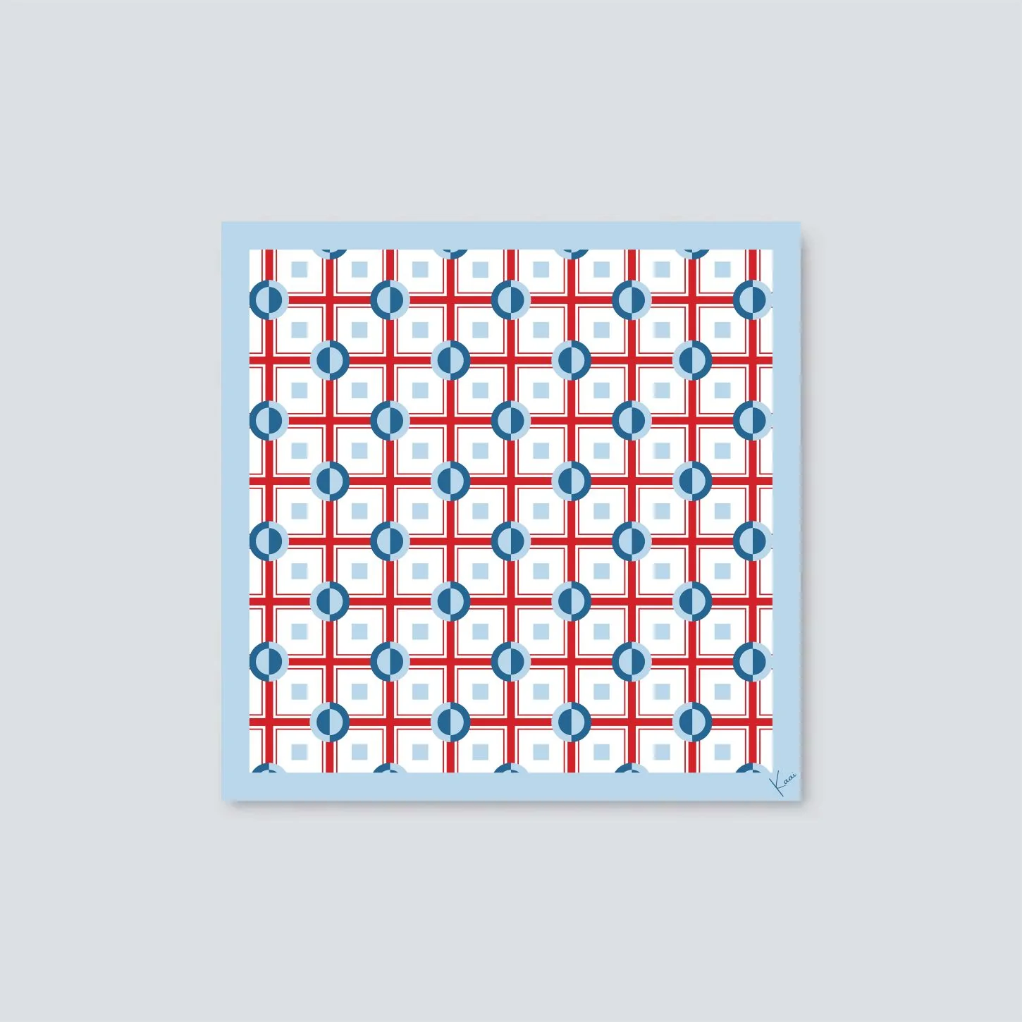 Printed Silk Square Scarf – dots blue