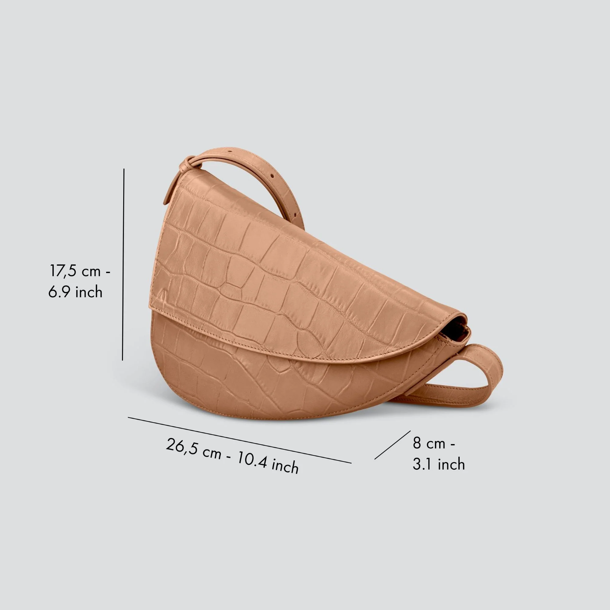 Rebel Cross Body - soft croco cappuccino - Image 3