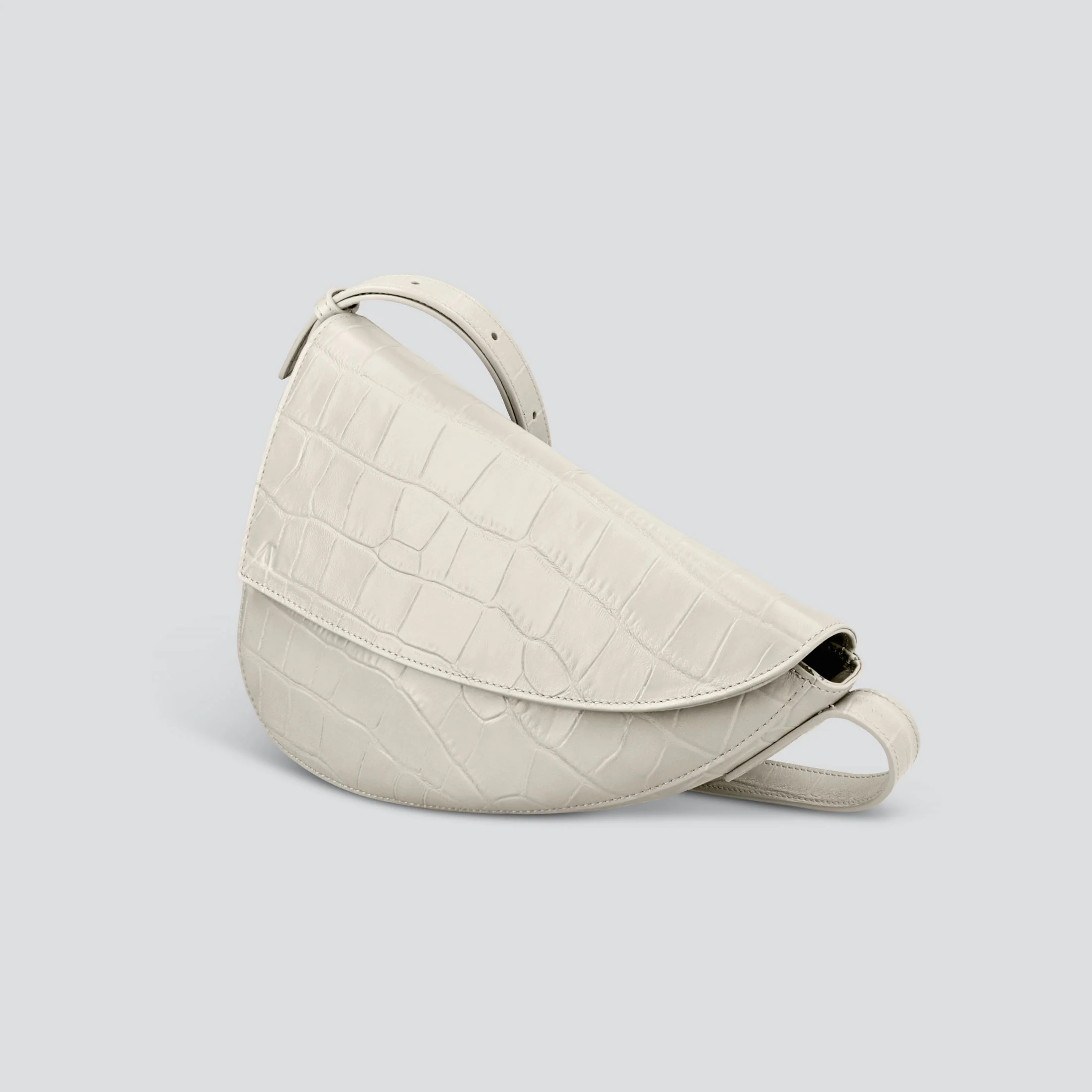 Rebel Cross Body - soft croco chalk white