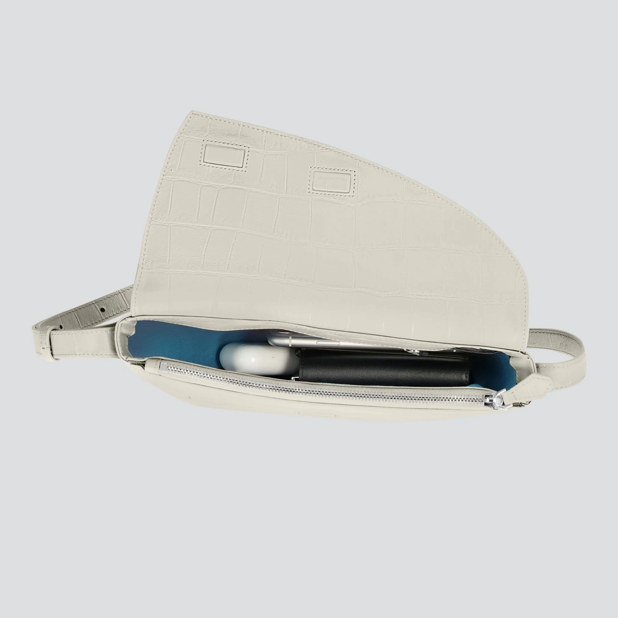 Rebel Cross Body - soft croco chalk white - Image 2