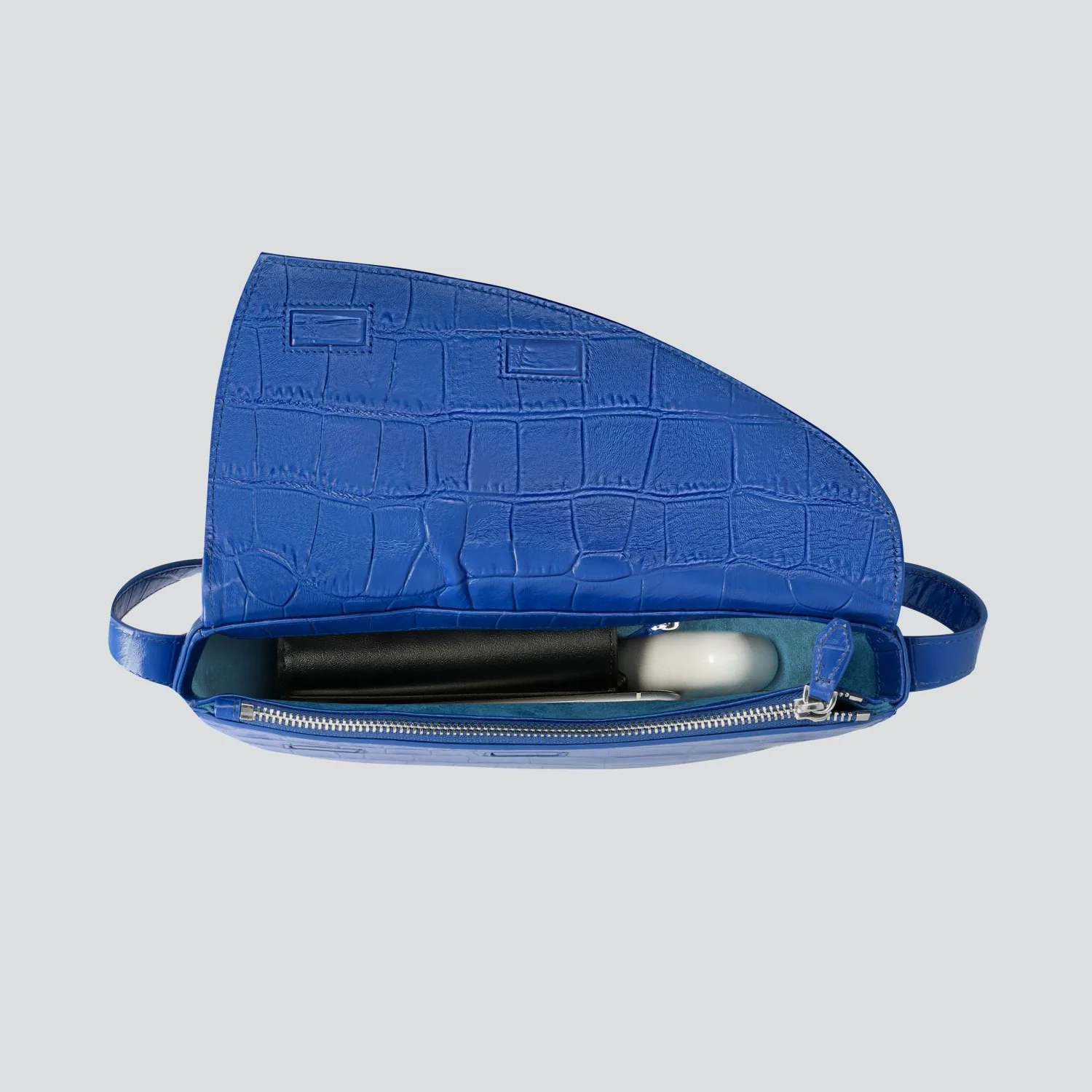 Rebel Cross Body - soft croco electric blue - Image 2