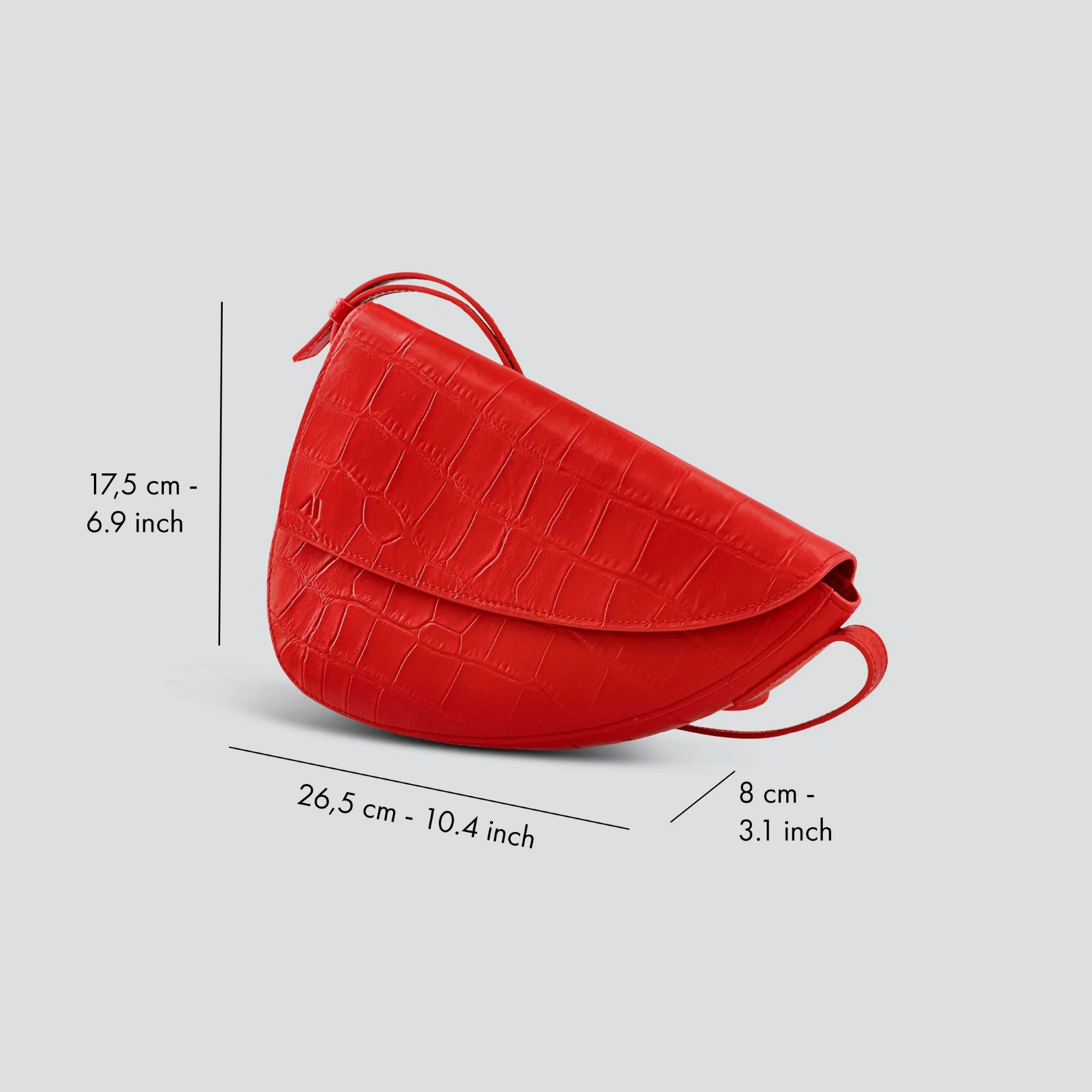 Rebel Cross Body - soft croco poppy red - Image 3