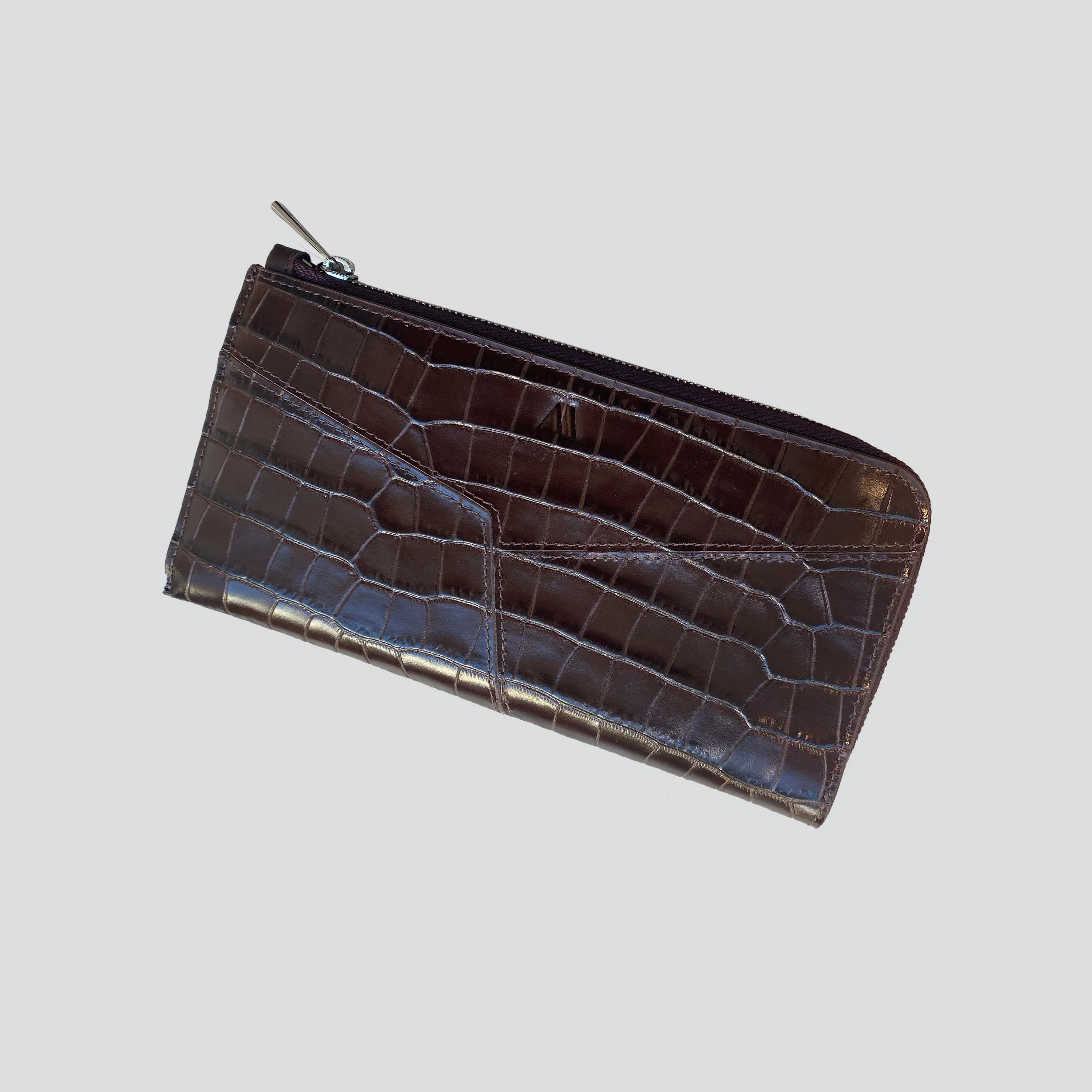 Large Wallet - croco chocolate